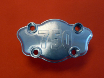 Aluminum lid support bearing camshaft with written Ducati 750cc