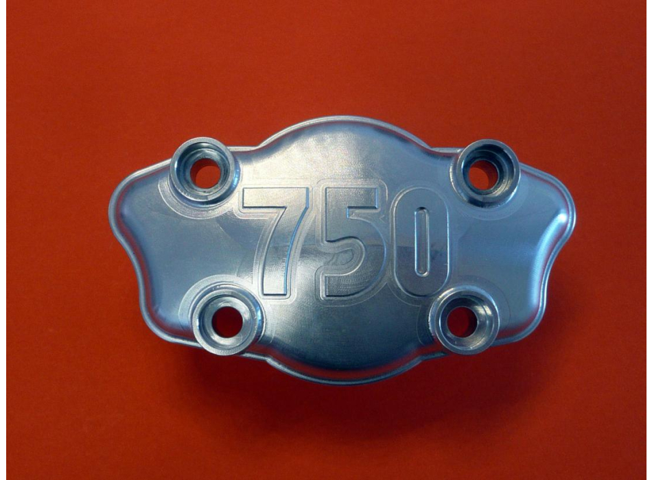 Aluminum lid support bearing camshaft with written Ducati 750cc